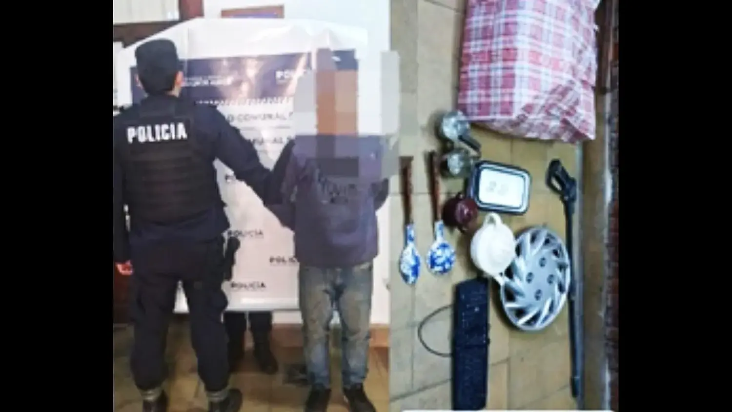 El joven logró ingresar a la vivienda tras generar un boquete. La Policía lo encontró oculto en el baño.