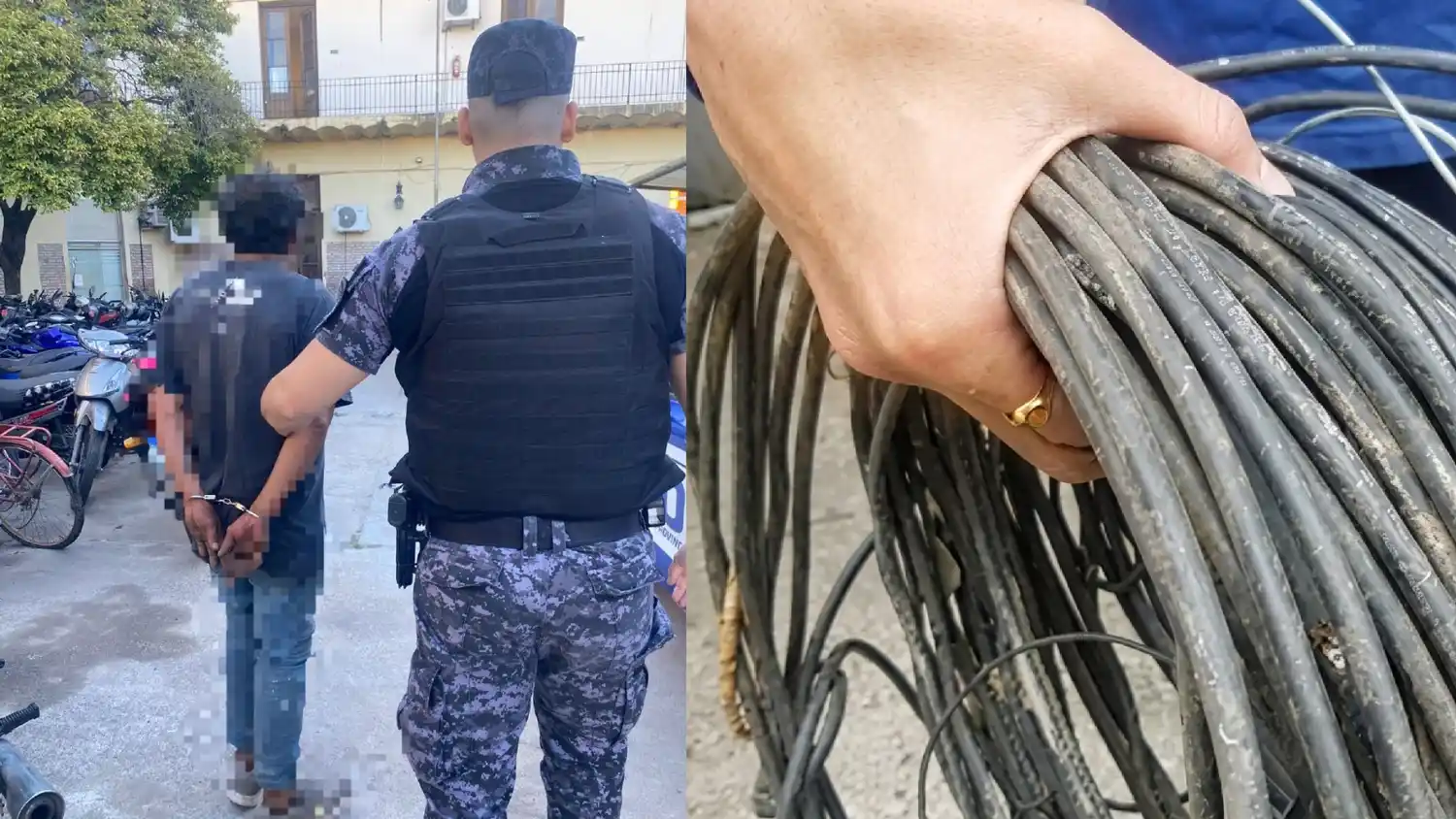 El ladrón de cables era trasladado a sede policial.