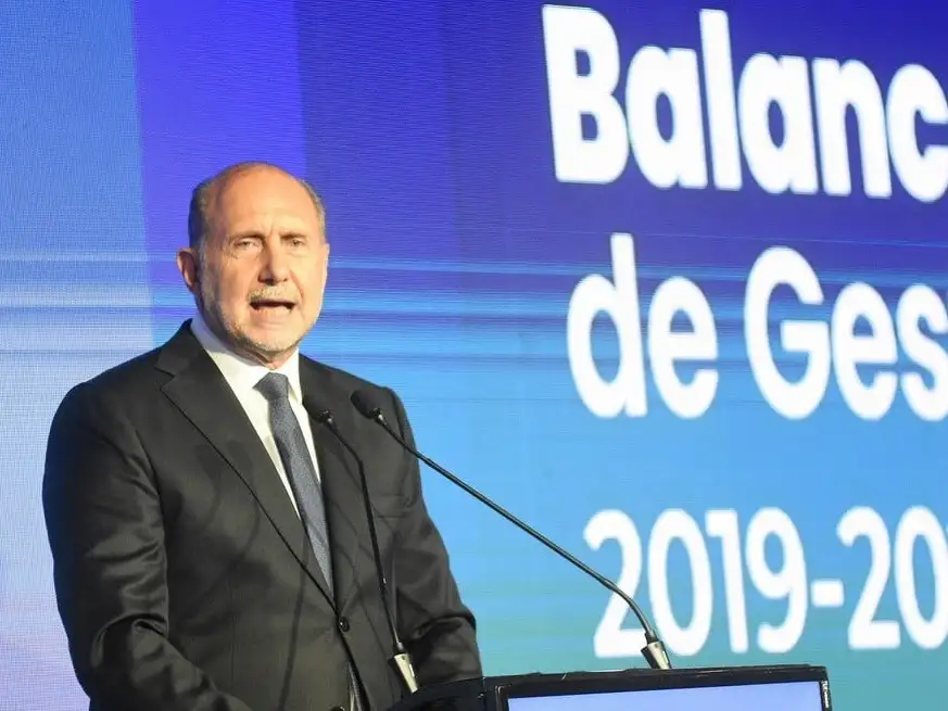 Diciembre de 2023. El entonces gobernador de Santa Fe, Omar Perotti, presenta su Balance de Gestión. Pablo Aguirre/Archivo El Litoral
