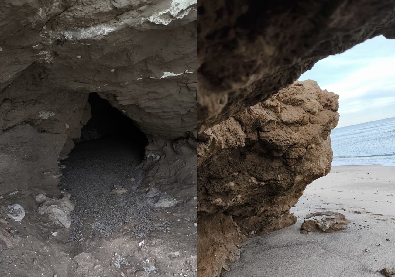 La zona de acantilados en Quequén, durante una bajante de marea (Fotos: Ecos Diarios)