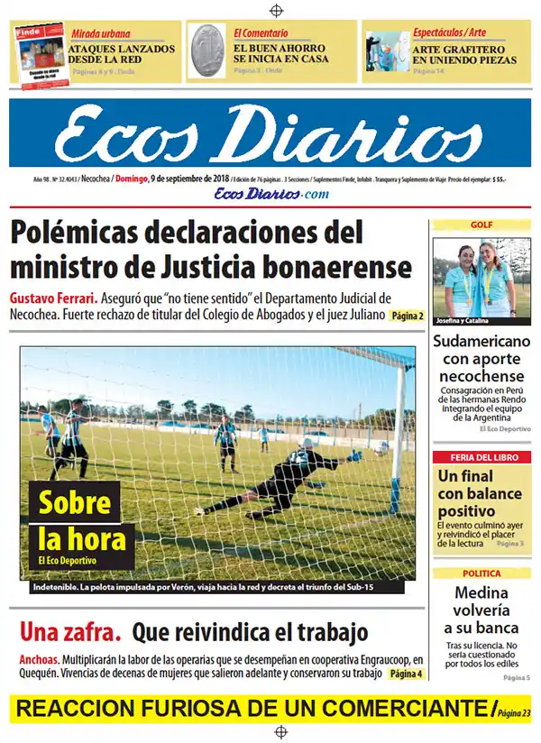 Tapa del 9 de septiembre de 2018