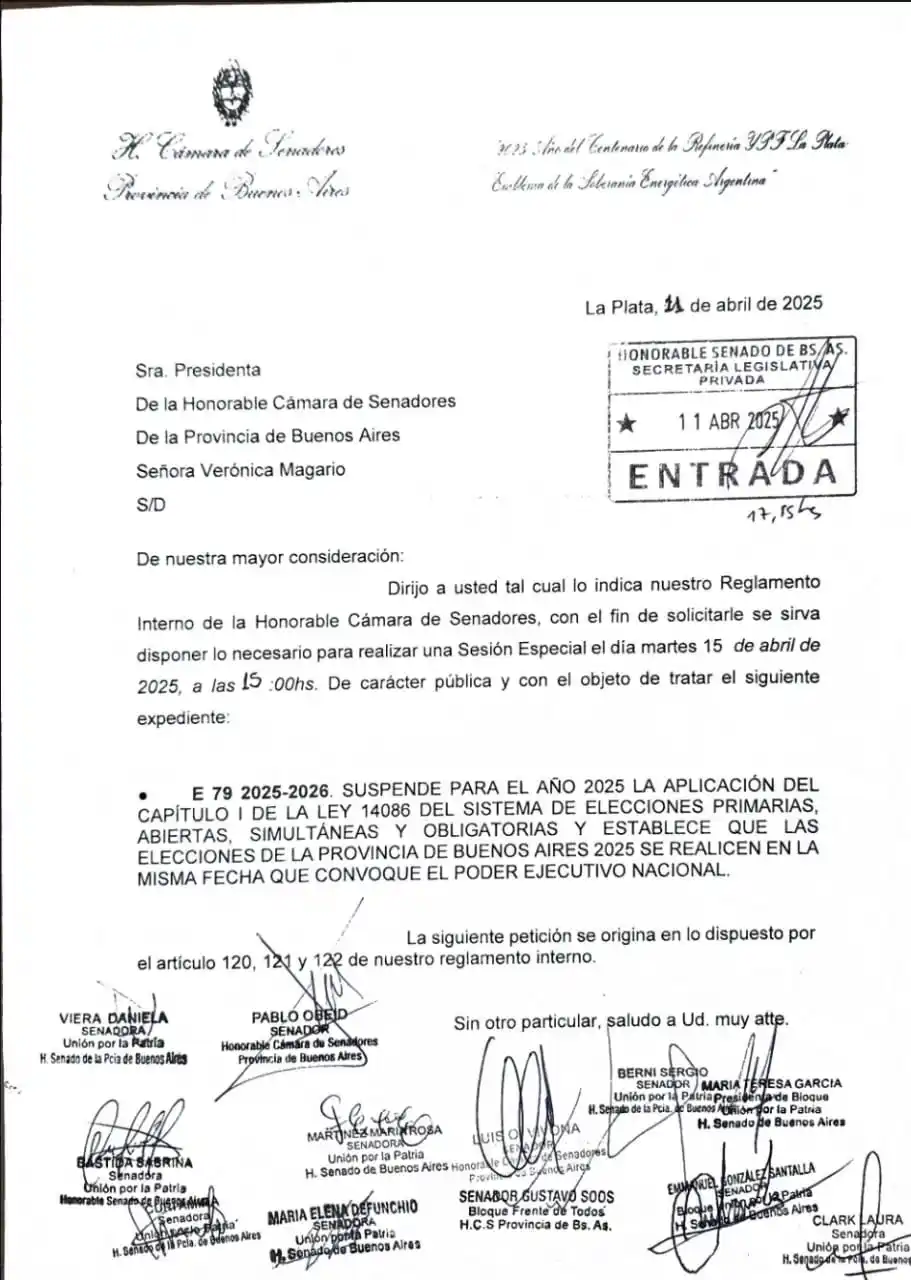 El pedido del oficialismo disidente.