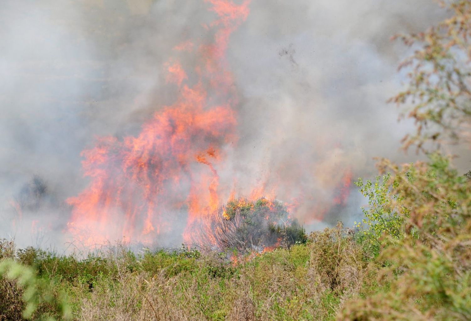 Dotaciones de Tandil y Vela trabajan en las sierras para sofocar el incendio, que advirtieron “no están controlado”