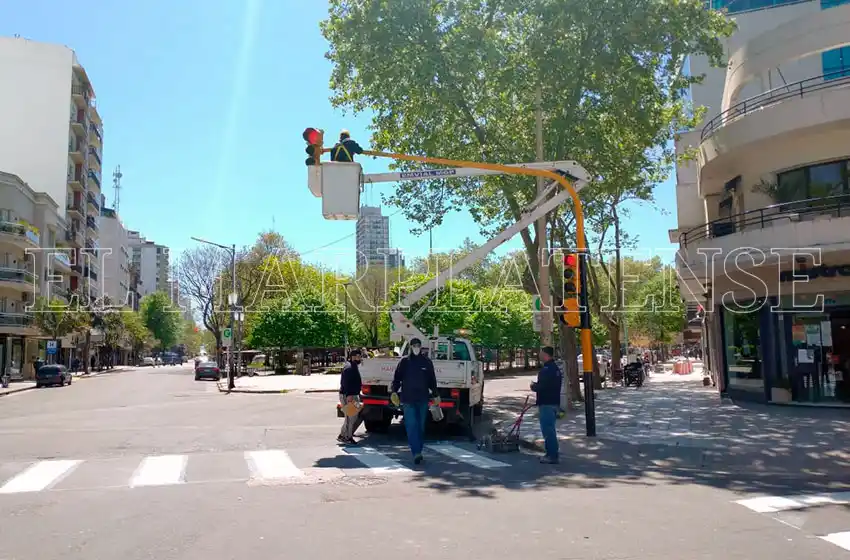 Avanza la puesta en valor de semáforos y sendas peatonales en el centro de Mar del Plata