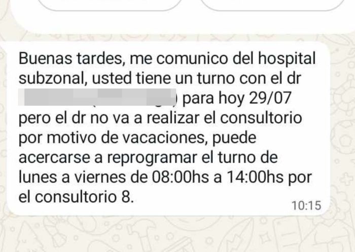 queja por turno reprogramado