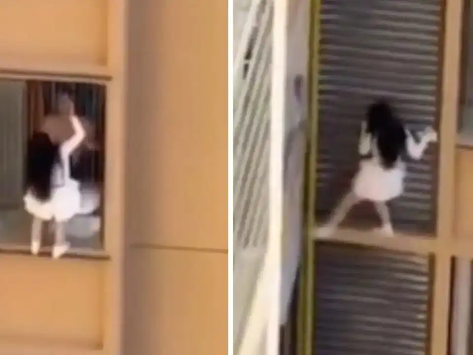 Amante en fuga: escapó por la ventana de un piso 13 tras ser descubierta y el video se volvió viral
