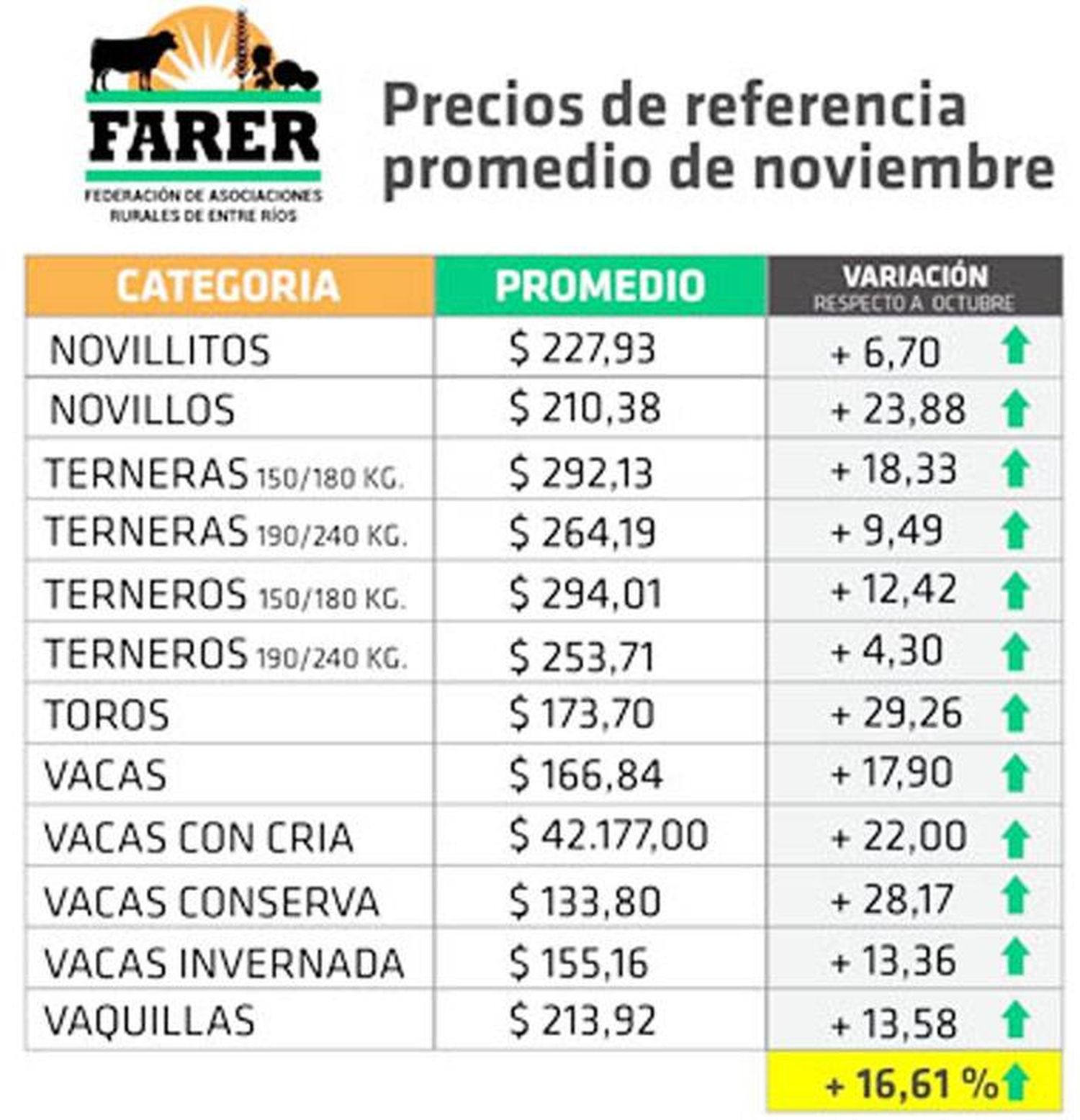 Entre Ríos: la hacienda en pie acompañó los importantes incrementos de noviembre a nivel país