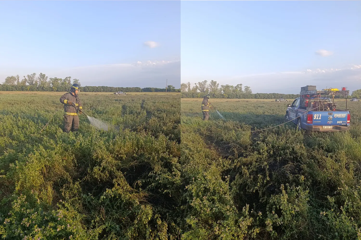 Bomberos Zapadores intervinieron por un incendio de pasturas camino al cementerio de la región