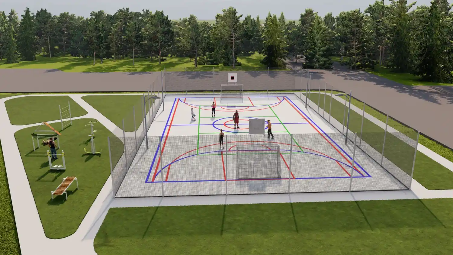 Comenzaron a construir dos Playones Multideportivos