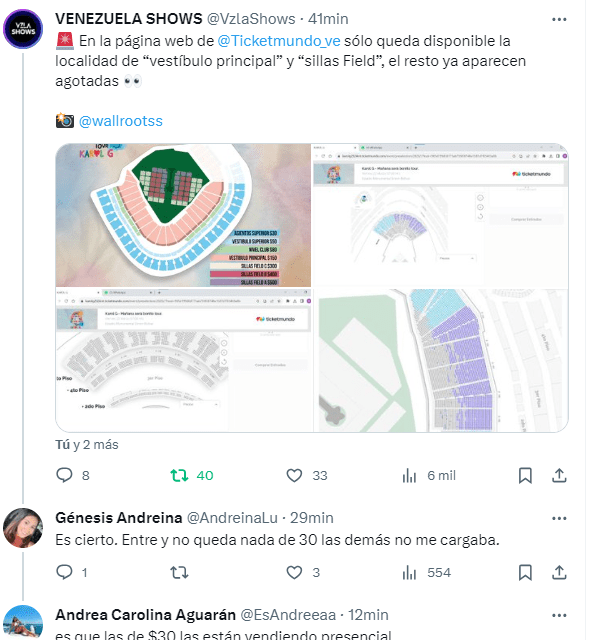Los usuarios han reportado cómo les va con las entradas de Karol G. Foto X