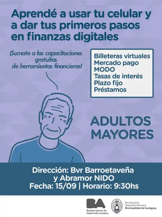 Brindarán una capacitación para Adultos Mayores