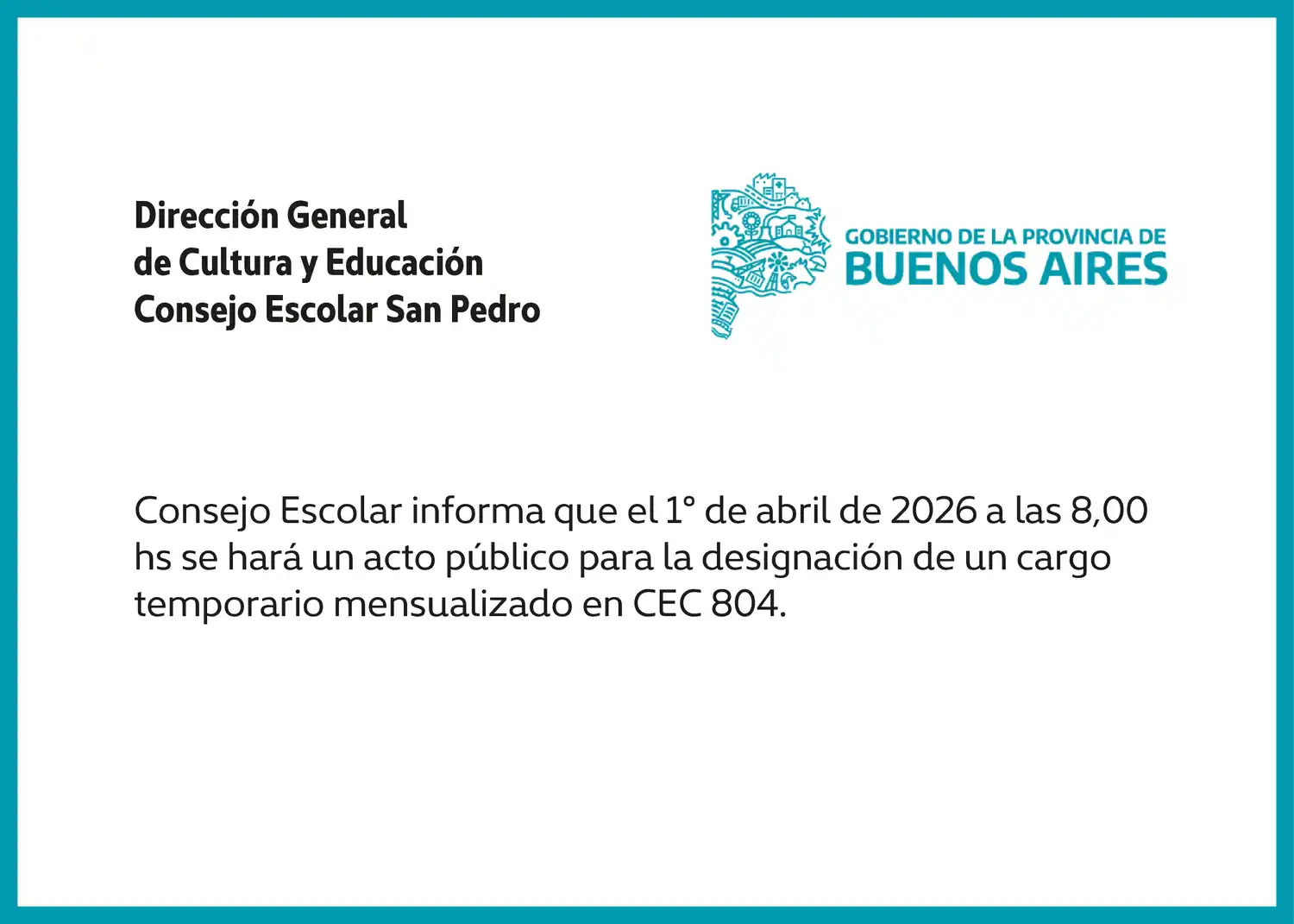 Consejo Escolar Designación de cargo temporario