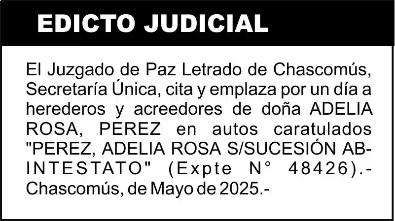 PEREZ, ADELIA ROSAS/SUCESIÓN AB-INTESTATO