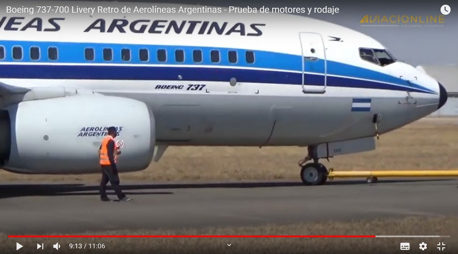 [Video] El Boeing 737-700 retro (LV-GOO) de Aerolíneas Argentinas rodando en Córdoba