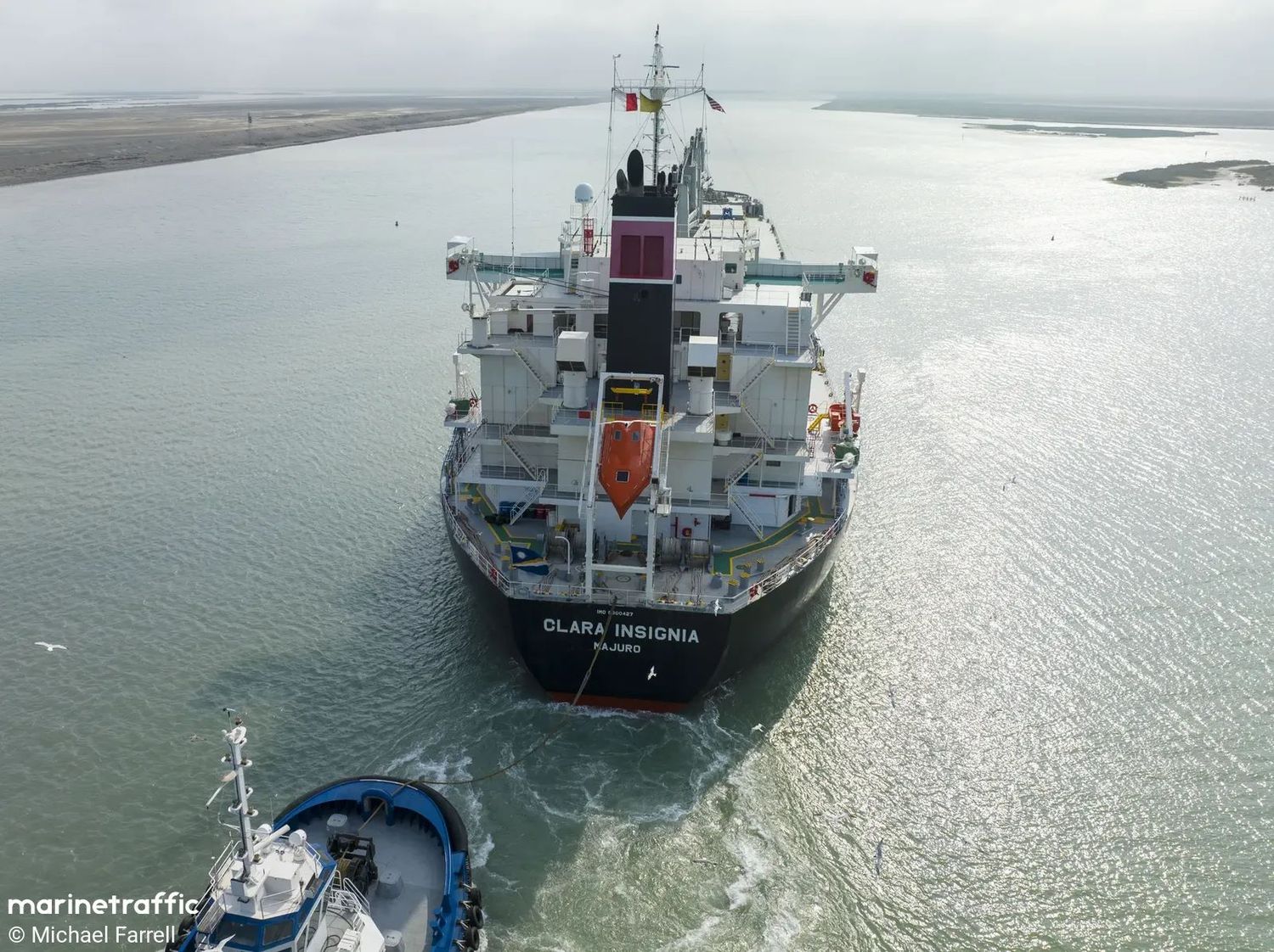 El Clara Insignia volvió a navegar. Foto: Michael Farrell / Marine Traffic.