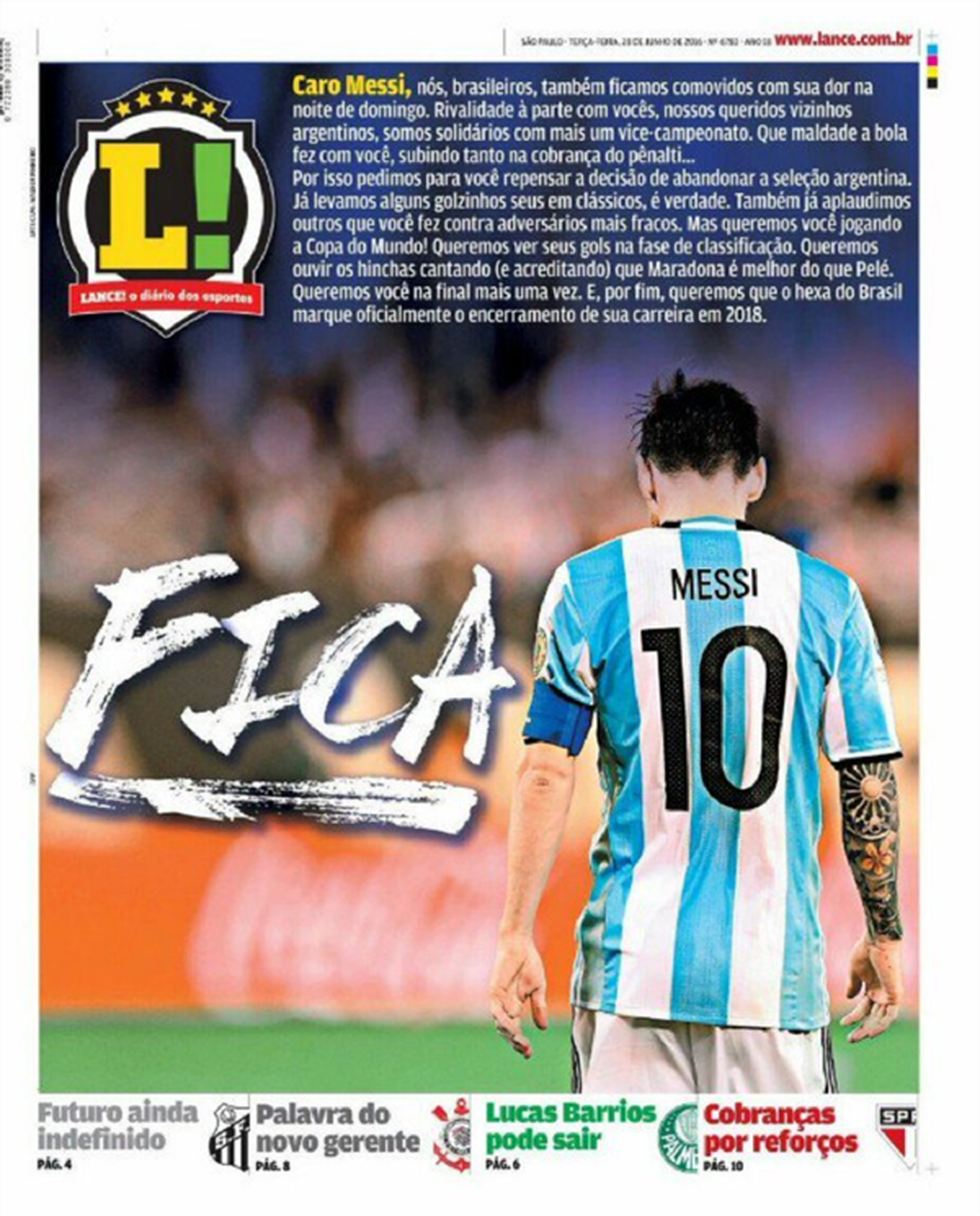 En Brasil le piden a Messi que se quede, pero...