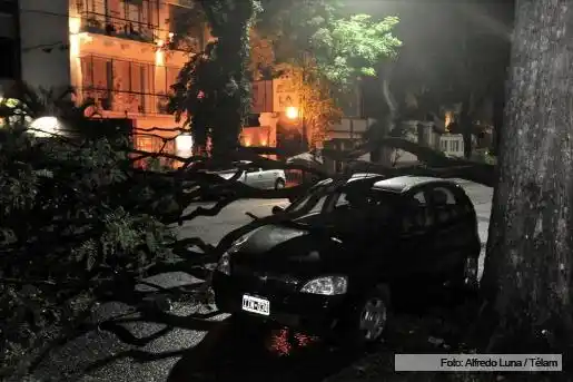Seis personas heridas, árboles caídos y cortes de luz por el temporal en la Ciudad