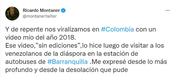 Montaner le dedicó un hilo a Aída Merlano. Foto Twitter