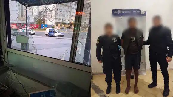 Reventó una vidriera para robar y cayó por las cámaras del COM