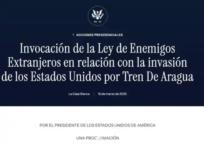 ¡POR INSTRUCCIÓN DE UN JUEZ! Bloqueada temporalmente por 14 días Ley de Enemigos Extranjeros para miembros del Tren de Aragua