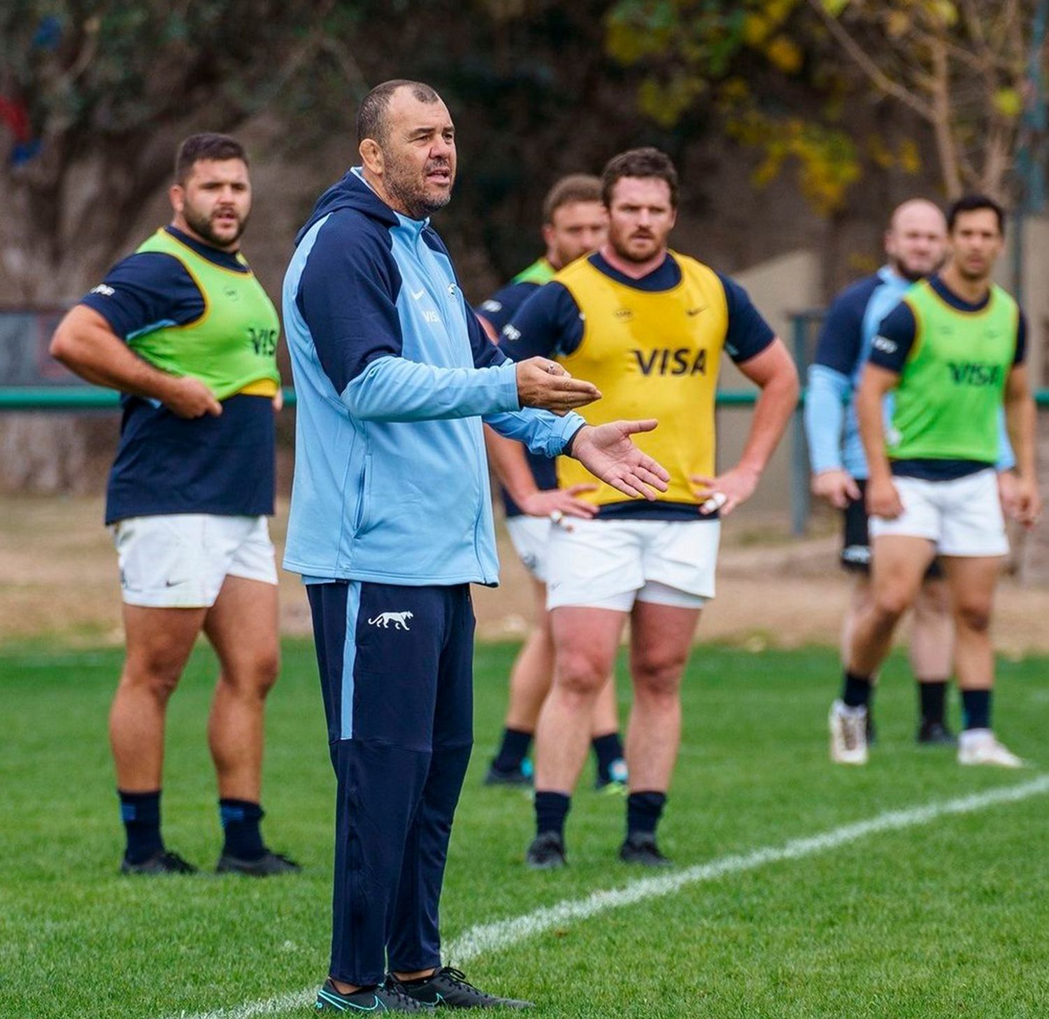 Una imagen de la práctica de Los Pumas en Mendoza.