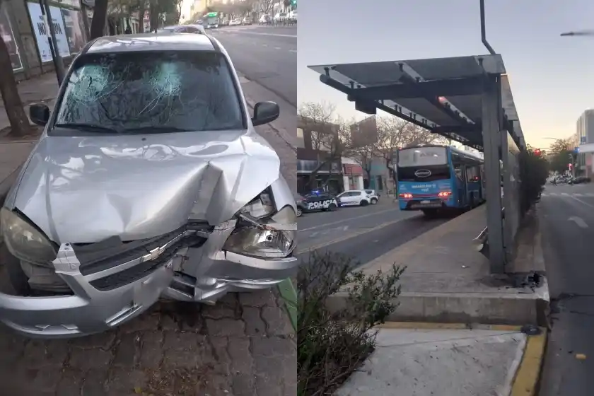 Fuerte choque de un auto contra el cantero de una parada del Metrobus en zona norte.