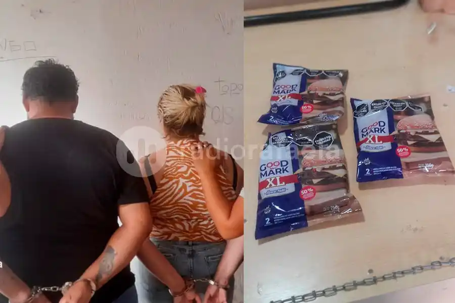 Una pareja se quiso asegurar la comida y robaron tres paquetes de hamburguesa en una cartera: fueron descubiertos