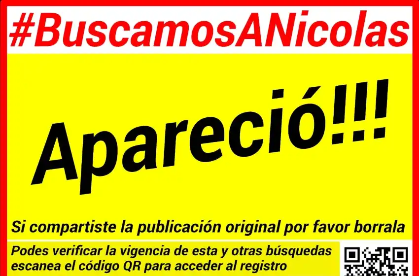 Luego de tres días, apareció Nicolás Fondado