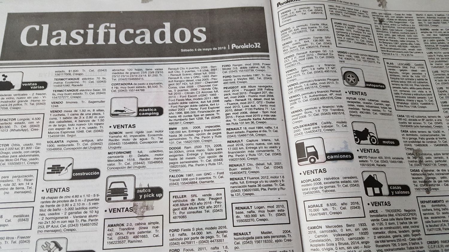 Clasificados sábado 11 de mayo 2019