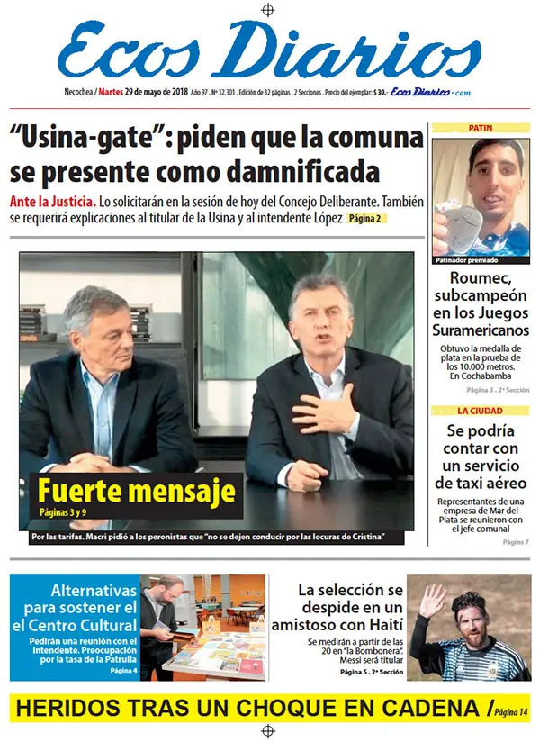 Tapa del 29 de mayo de 2018