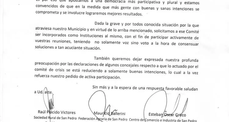 Cámaras empresarias piden participar del Comité de Crisis