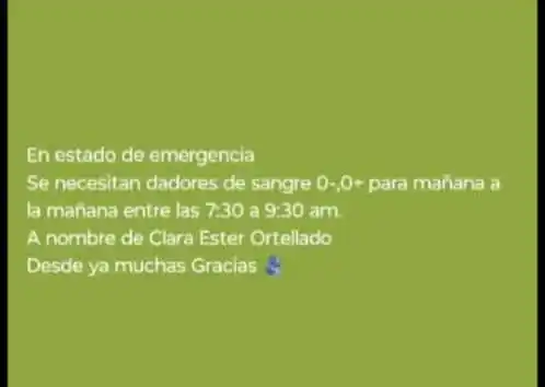 Clara necesita dadores de sangre 0+ y 0-