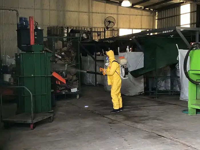 Desinfección en la planta de tratamiento de residuos