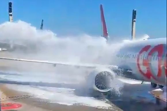 Se incendió el tren de aterrizaje de un Boeing de GOL tras aterrizar en Galeão