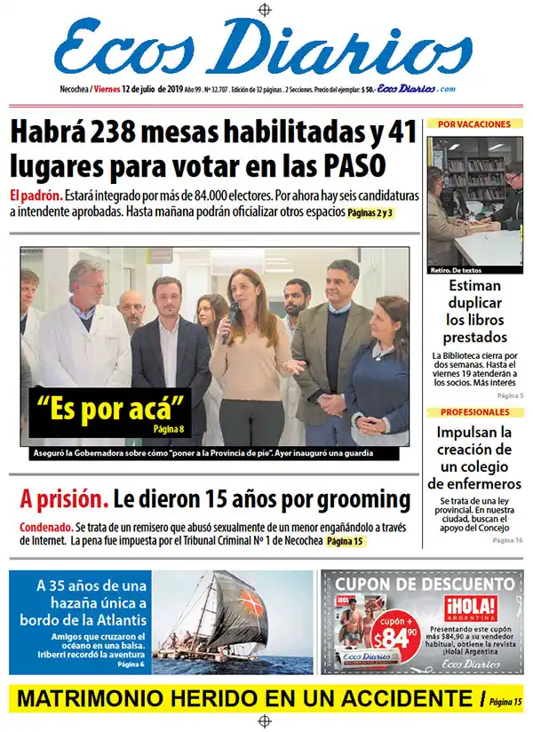Tapa del 12 de julio de 2019