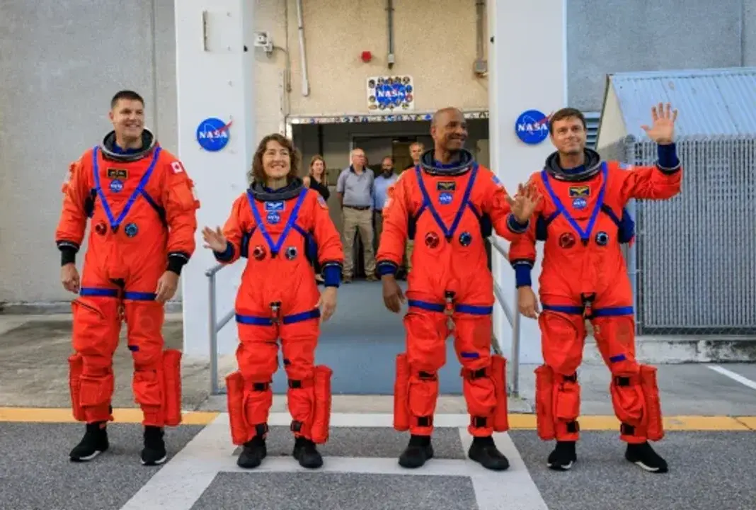 Los cuatro astronautas que irán a la misión Artemis II. Foto: Agencia NA (NASA/Kim Shiflett)