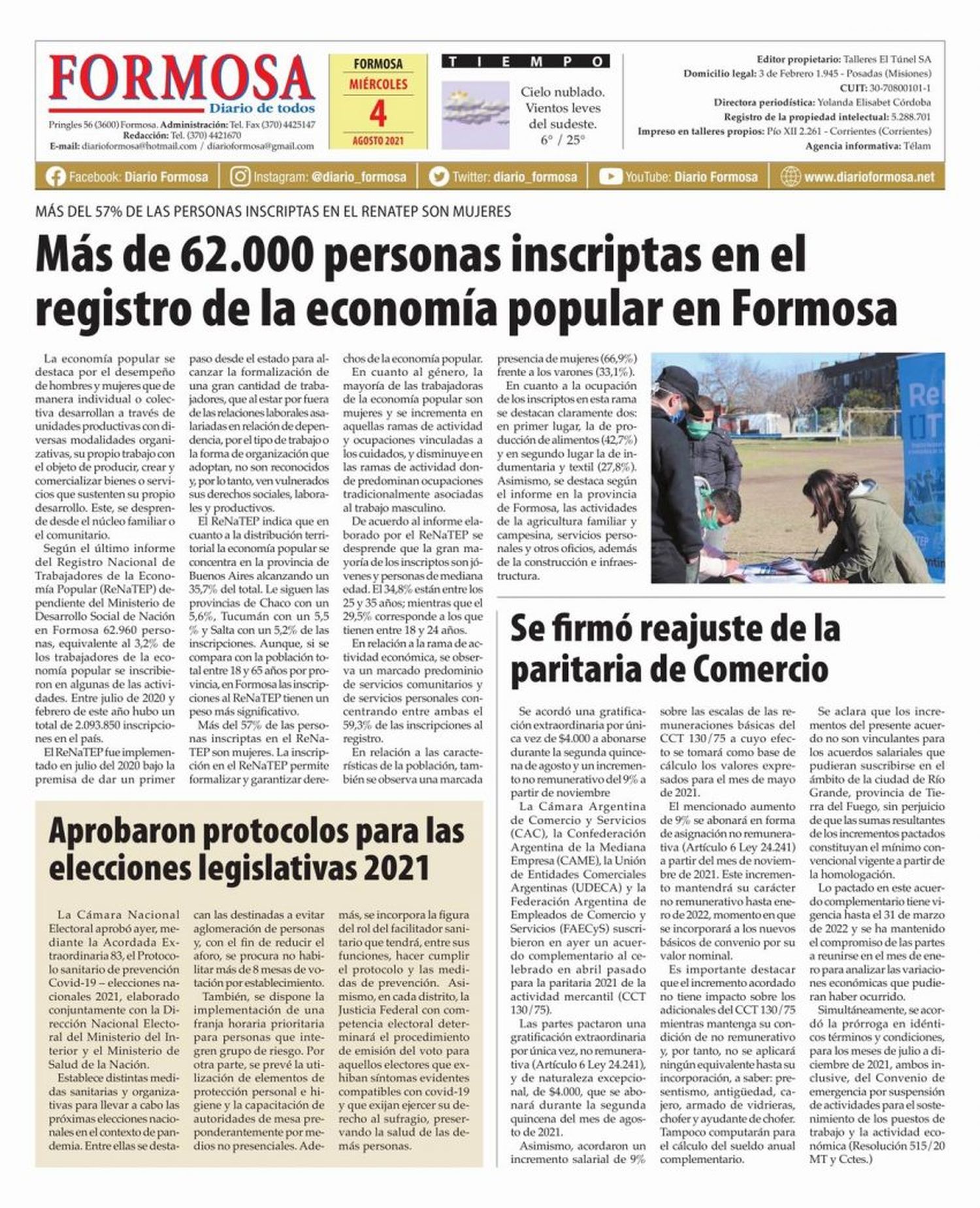 Tapa y Contratapa 4 de agosto de 2021