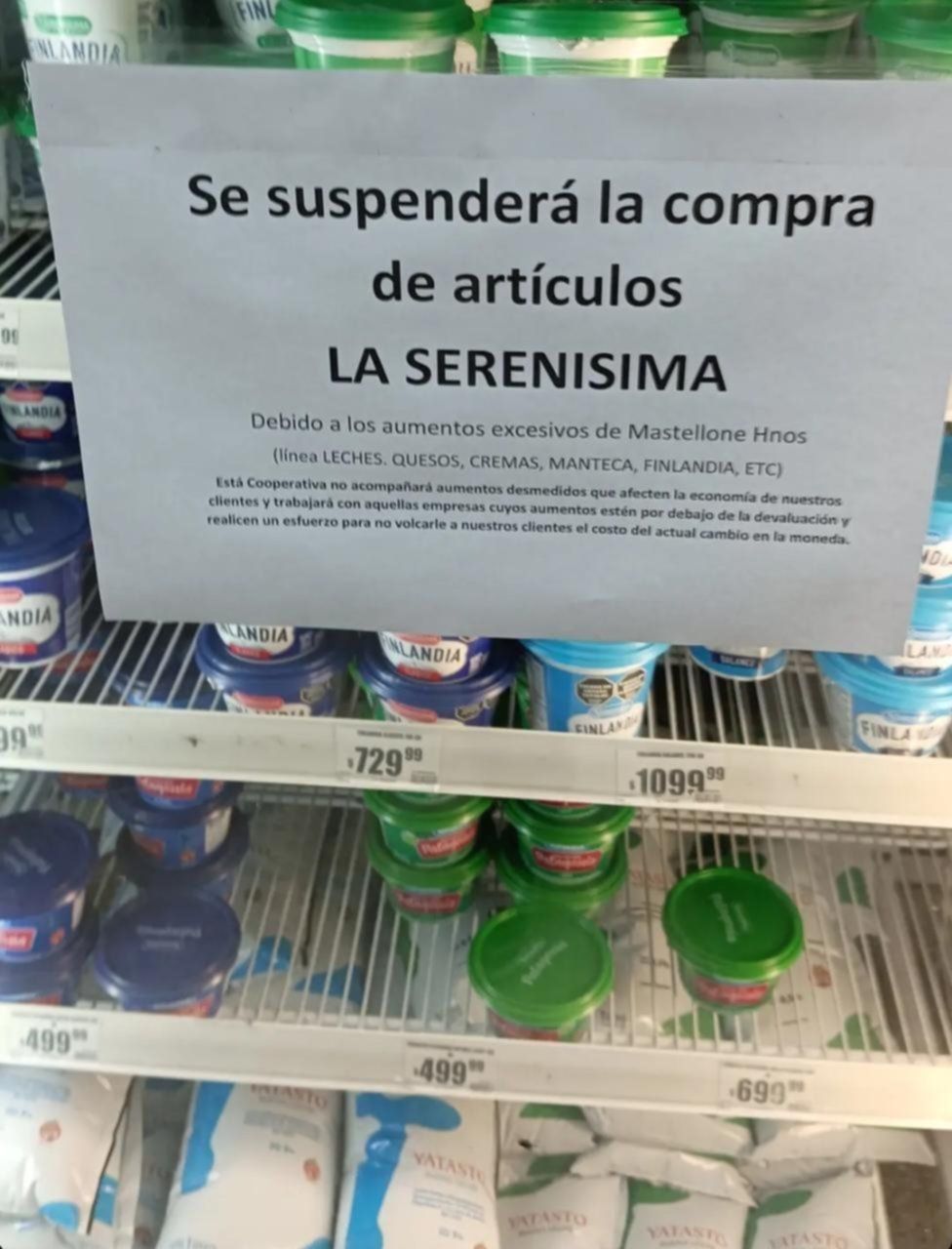 El cartel que puso la cooperativa