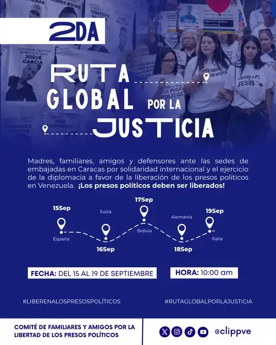 ONG reanuda "Ruta Global por la Justicia" para los presos políticos en Venezuela (+Detalles)