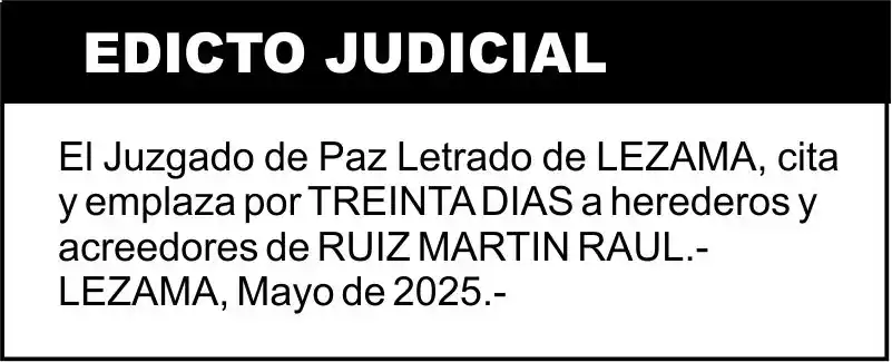 RUIZ, MARTIN RAUL S/SUCESION AB-INTESTATO