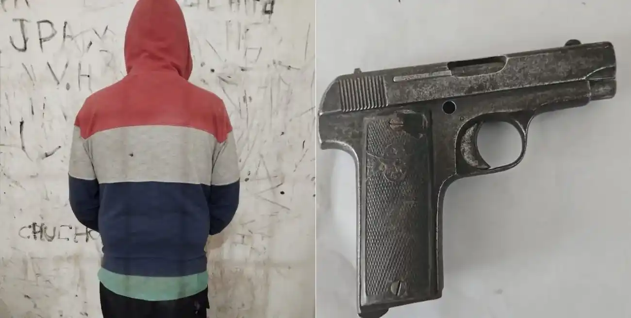 El delincuente de 24 años llevaba en su poder una pistola calibre 7,65 mm.