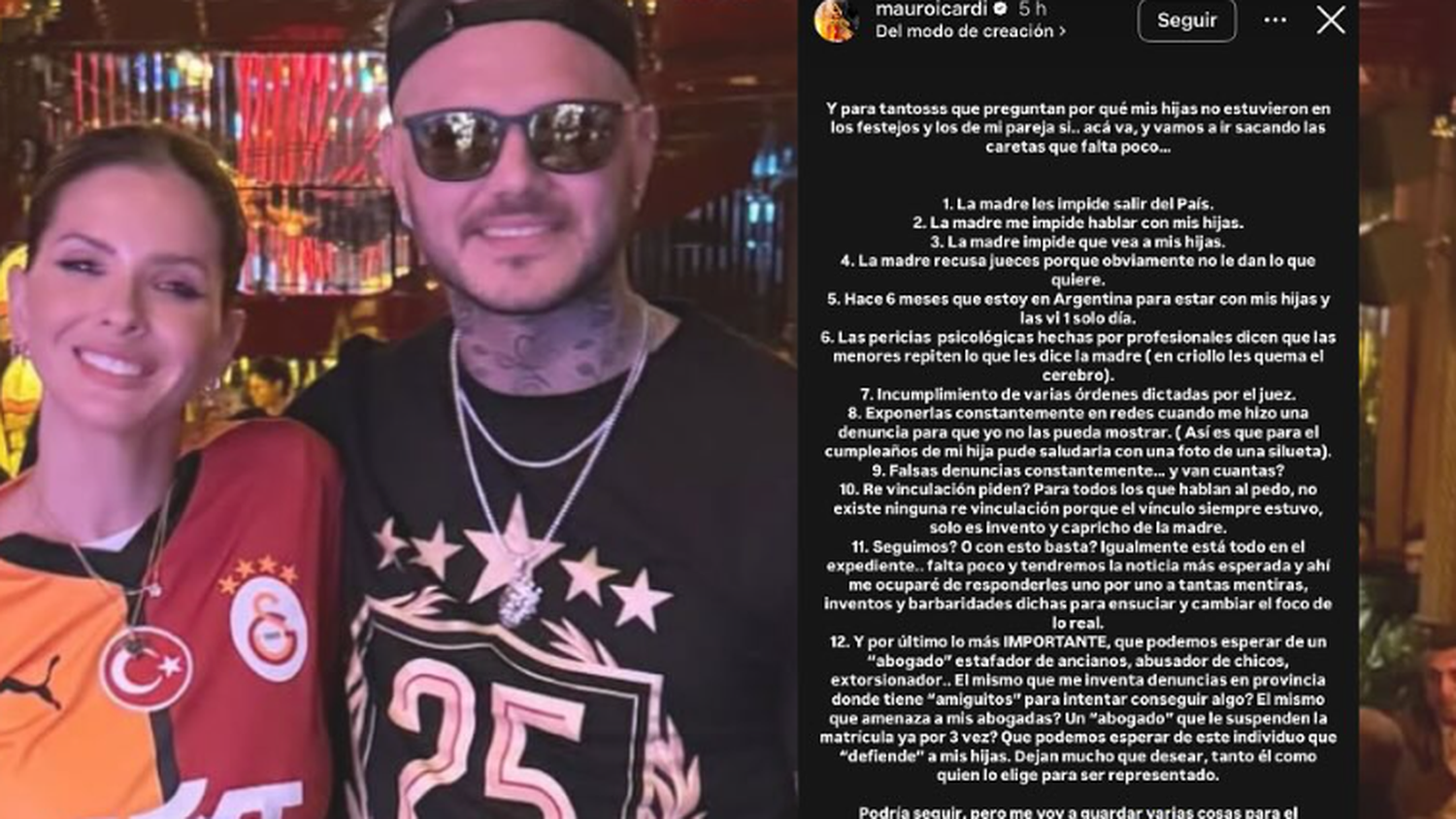Mauro Icardi arremete contra Wanda Nara en un fuerte descargo