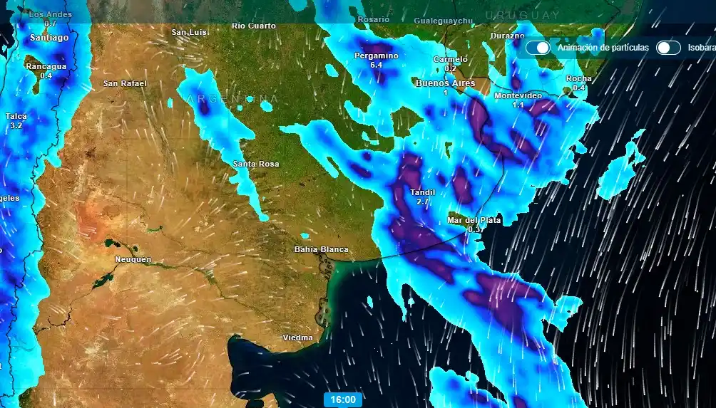 Alerta por tormentas en Necochea: prevén lluvias intensas y ráfagas de viento en el cierre de las vacaciones de invierno