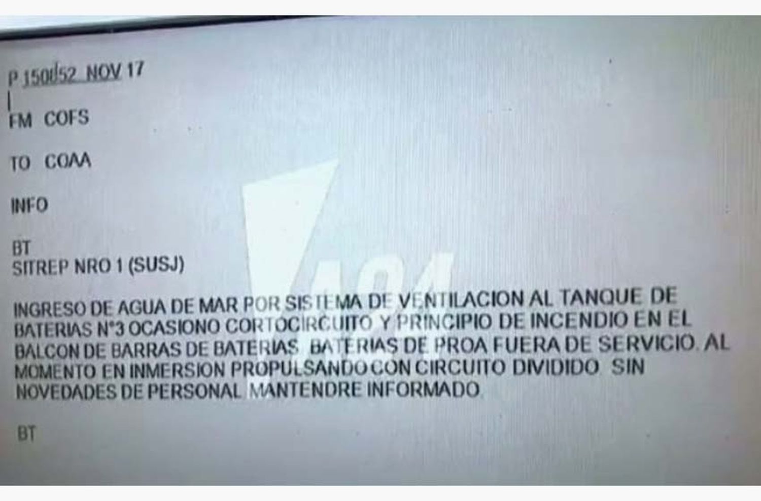 El reporte oculto por la Armada sobre la crisis en el submarino