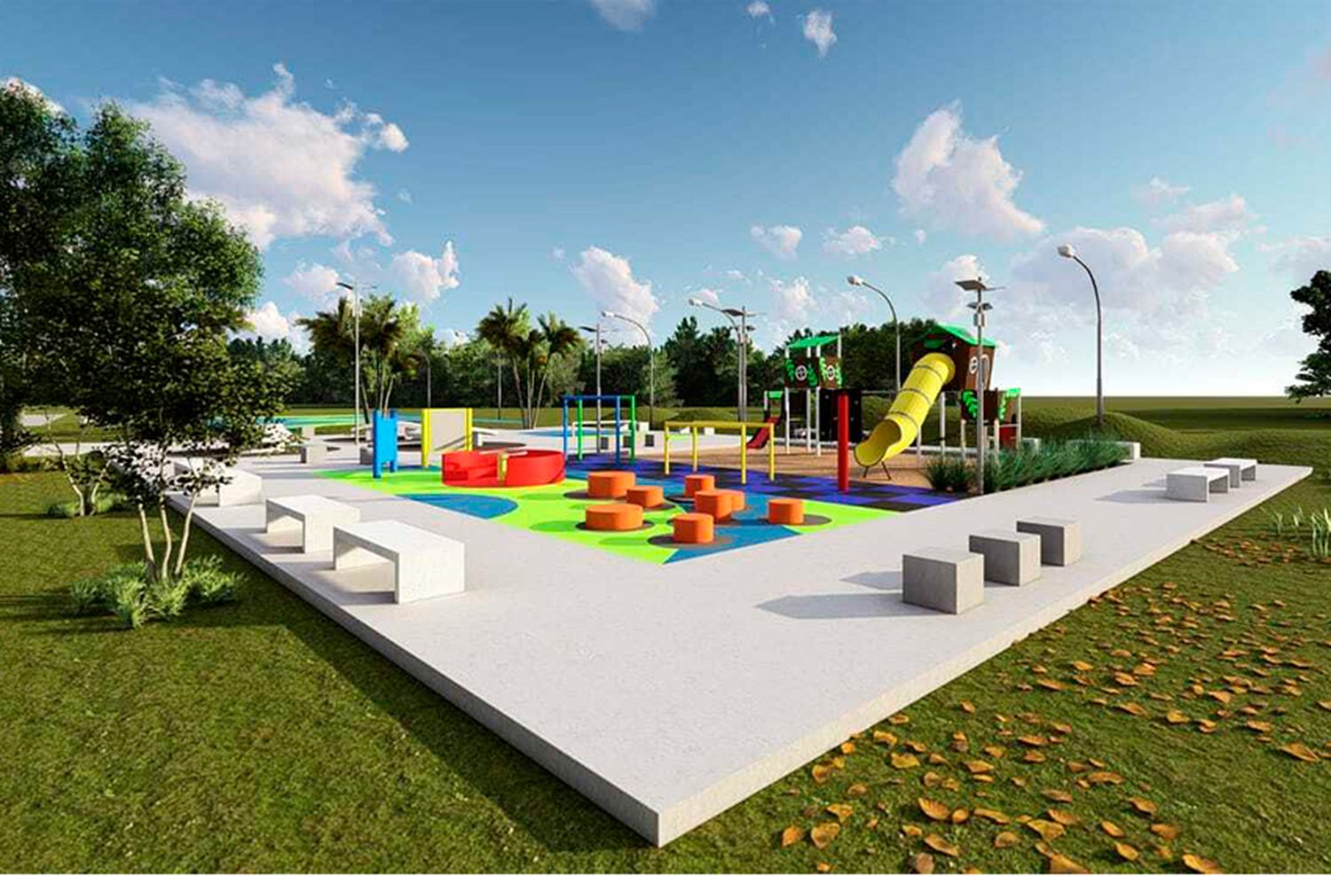 Avanza la obra del nuevo playón multifuncional en Parque Camet