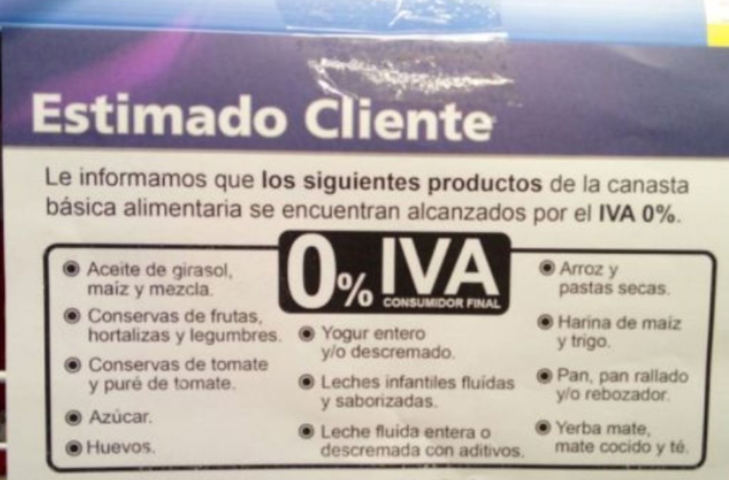 Los supermercados ya empezaron a cobrar los alimentos sin IVA