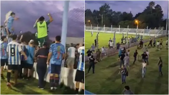 Impactantes videos: suspendieron Argentino de Rojas - Juventud de Pergamino por graves incidentes entre hinchadas