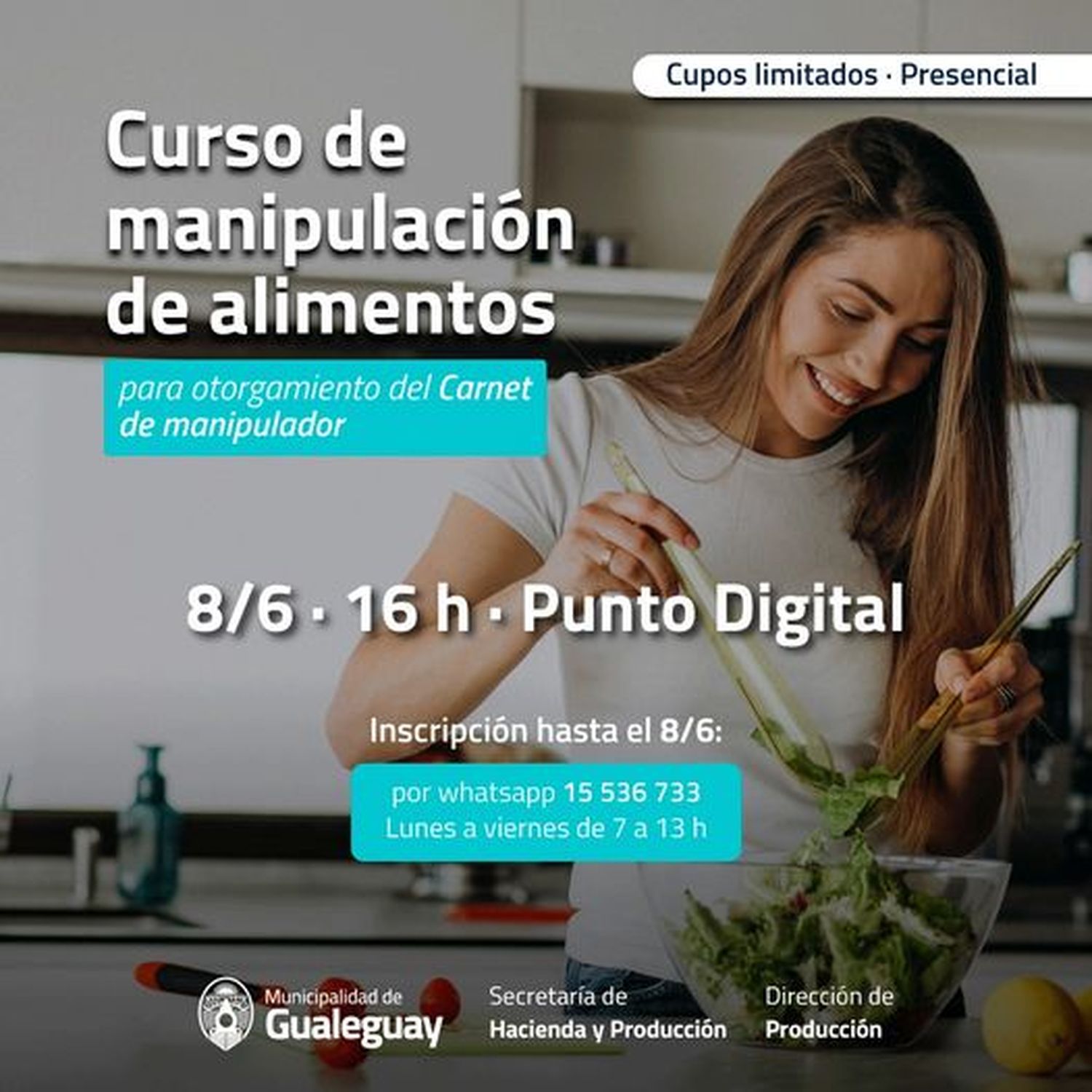 Realizarán un nuevo Curso de Manipulador de Alimentos