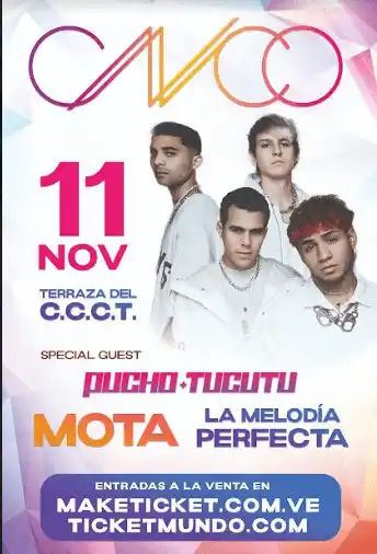 CNCO traerá su batería de éxitos a Caracas. Foto Instagram