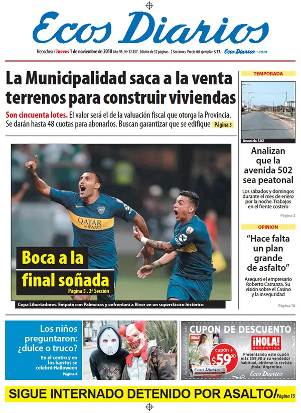 Tapa del 1º de noviembre de 2018